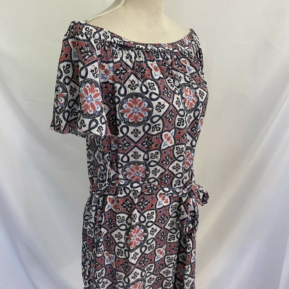 MICHAEL Michael Kors Womens Printed Tie Waist Casual Dress MEDIUM Off Shoulder - Picture 4 of 6